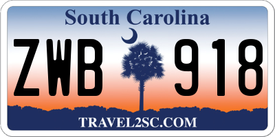 SC license plate ZWB918