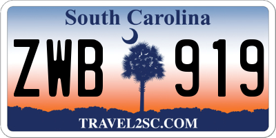 SC license plate ZWB919