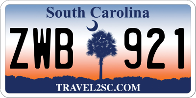SC license plate ZWB921