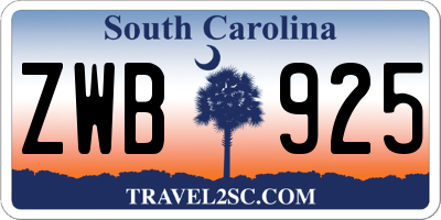 SC license plate ZWB925