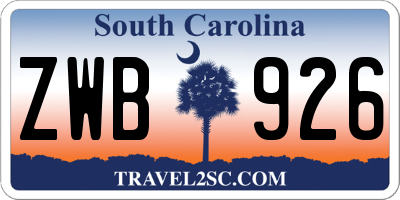 SC license plate ZWB926