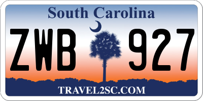 SC license plate ZWB927