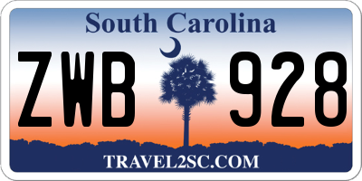 SC license plate ZWB928