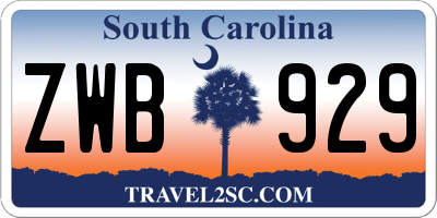 SC license plate ZWB929