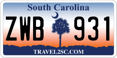 SC license plate ZWB931