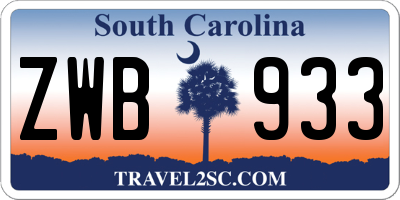 SC license plate ZWB933