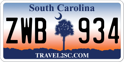 SC license plate ZWB934