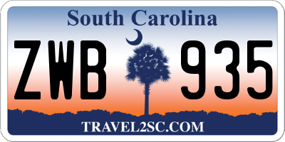 SC license plate ZWB935