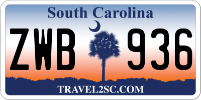 SC license plate ZWB936