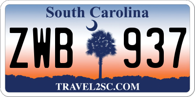 SC license plate ZWB937