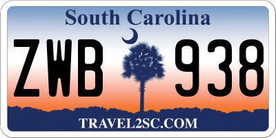 SC license plate ZWB938