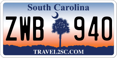 SC license plate ZWB940