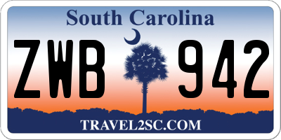 SC license plate ZWB942
