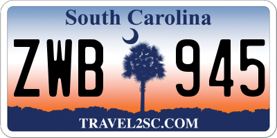 SC license plate ZWB945