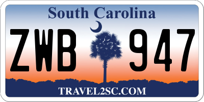 SC license plate ZWB947
