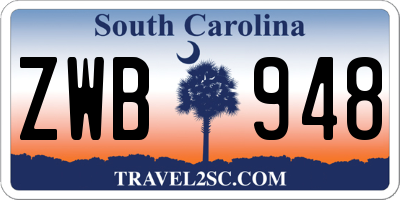 SC license plate ZWB948