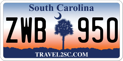 SC license plate ZWB950
