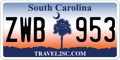 SC license plate ZWB953
