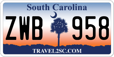 SC license plate ZWB958
