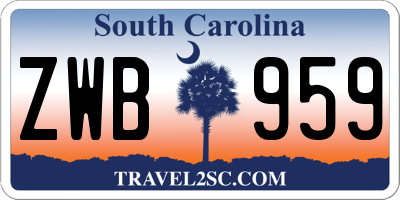 SC license plate ZWB959