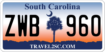 SC license plate ZWB960