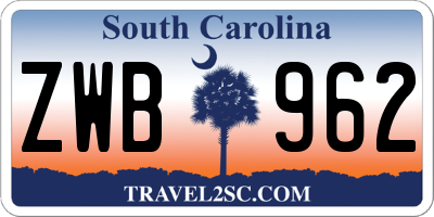 SC license plate ZWB962