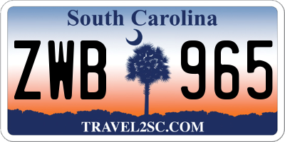 SC license plate ZWB965