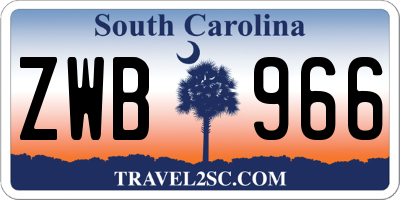SC license plate ZWB966