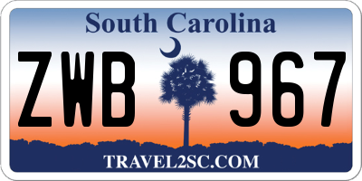 SC license plate ZWB967