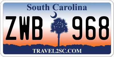 SC license plate ZWB968