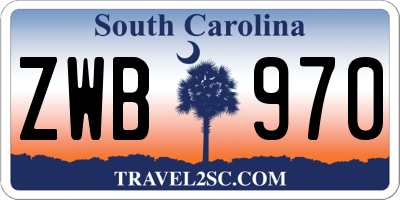 SC license plate ZWB970
