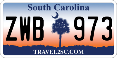 SC license plate ZWB973