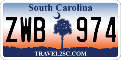 SC license plate ZWB974