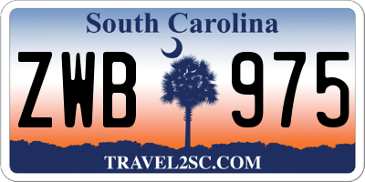 SC license plate ZWB975
