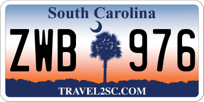 SC license plate ZWB976