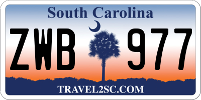 SC license plate ZWB977