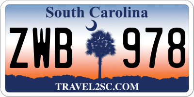 SC license plate ZWB978