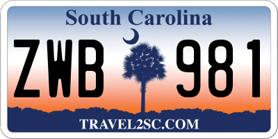 SC license plate ZWB981