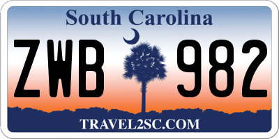 SC license plate ZWB982