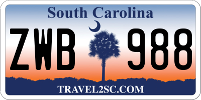 SC license plate ZWB988