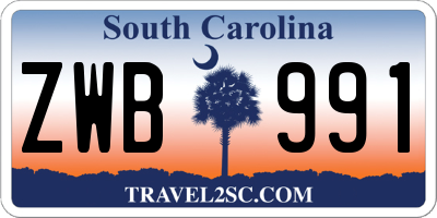 SC license plate ZWB991