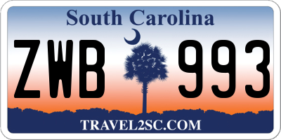 SC license plate ZWB993
