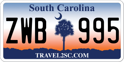 SC license plate ZWB995