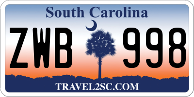 SC license plate ZWB998