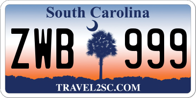 SC license plate ZWB999