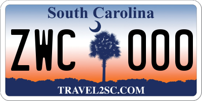 SC license plate ZWC000