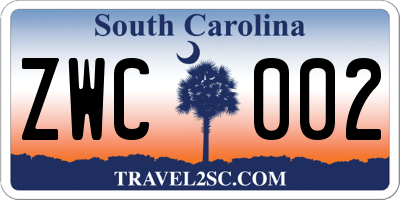 SC license plate ZWC002