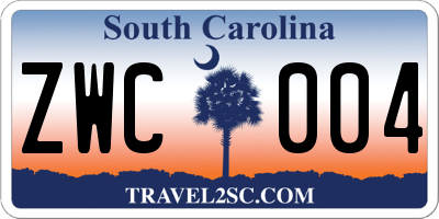 SC license plate ZWC004