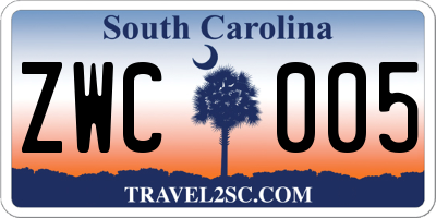 SC license plate ZWC005