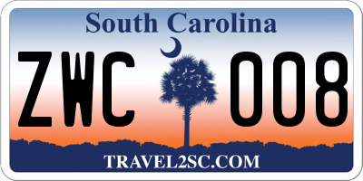 SC license plate ZWC008
